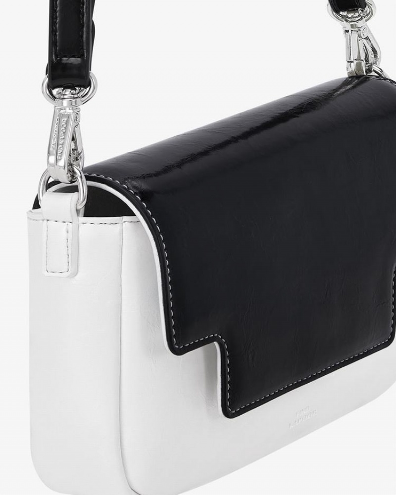 Women's Find Kapoor Lia Bag 19 Crinkled Tote Crossbody Bags White Black | AJW2481WU