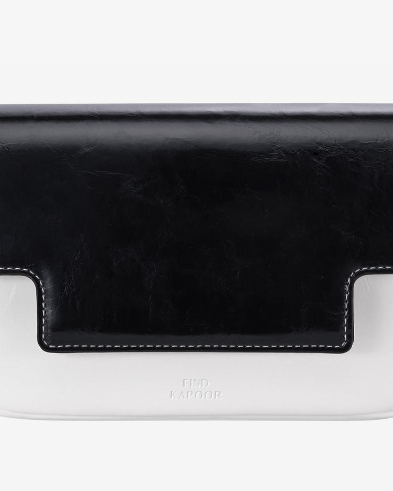 Women's Find Kapoor Lia Bag 19 Crinkled Tote Crossbody Bags White Black | AJW2481WU