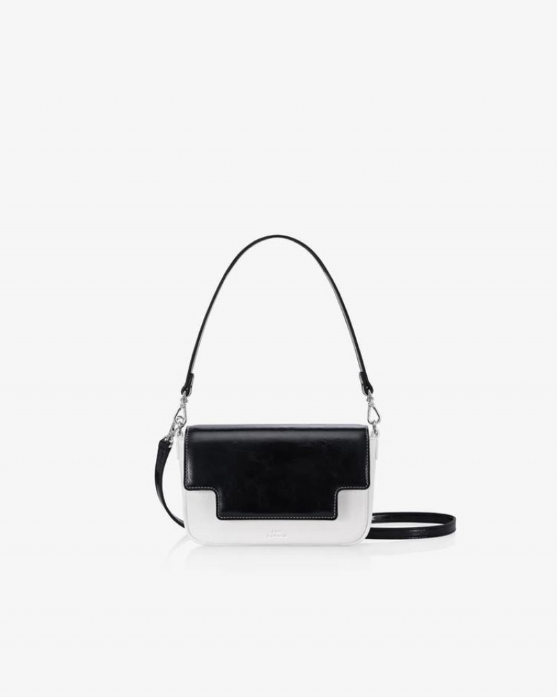 Women's Find Kapoor Lia Bag 19 Crinkled Tote Crossbody Bags White Black | AJW2481WU