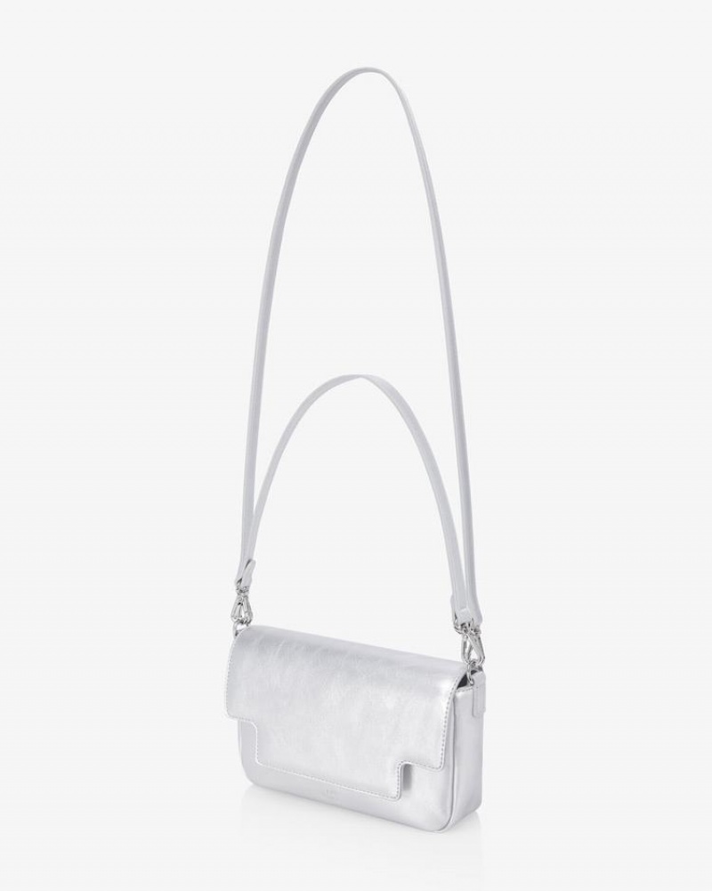 Women's Find Kapoor Lia Bag 19 Crinkled Tote Crossbody Bags Silver | UAM7079BL