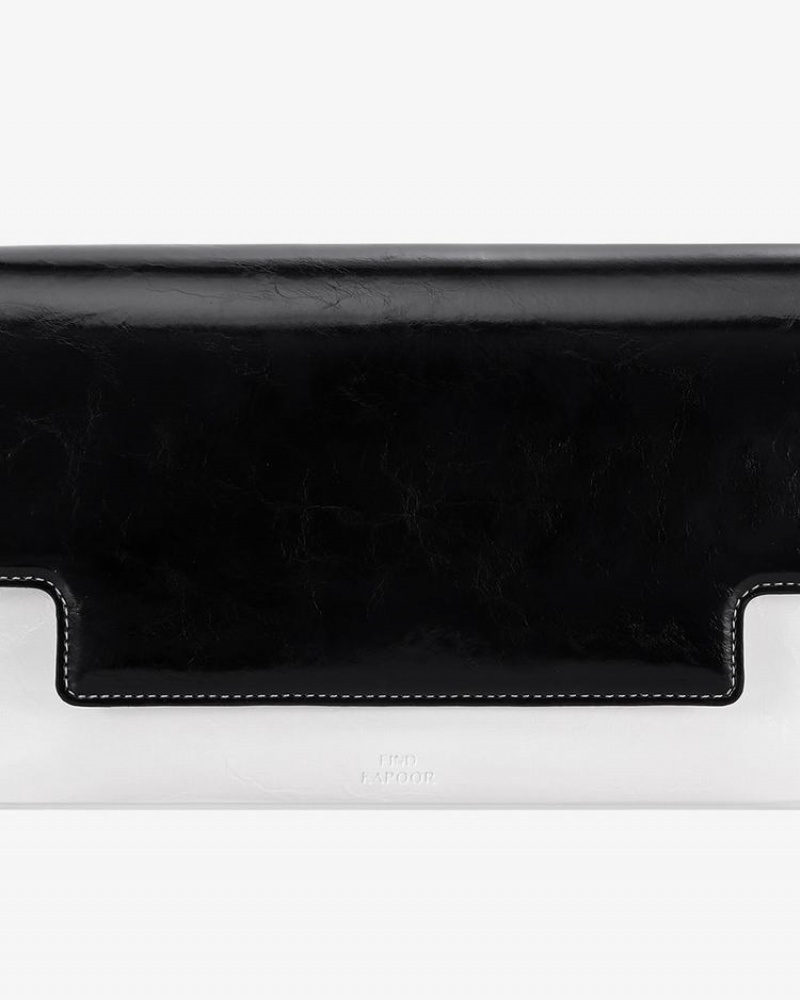 Women's Find Kapoor Lia Bag 27 Crinkled Tote Crossbody Bags White Black | BQQ1218YE