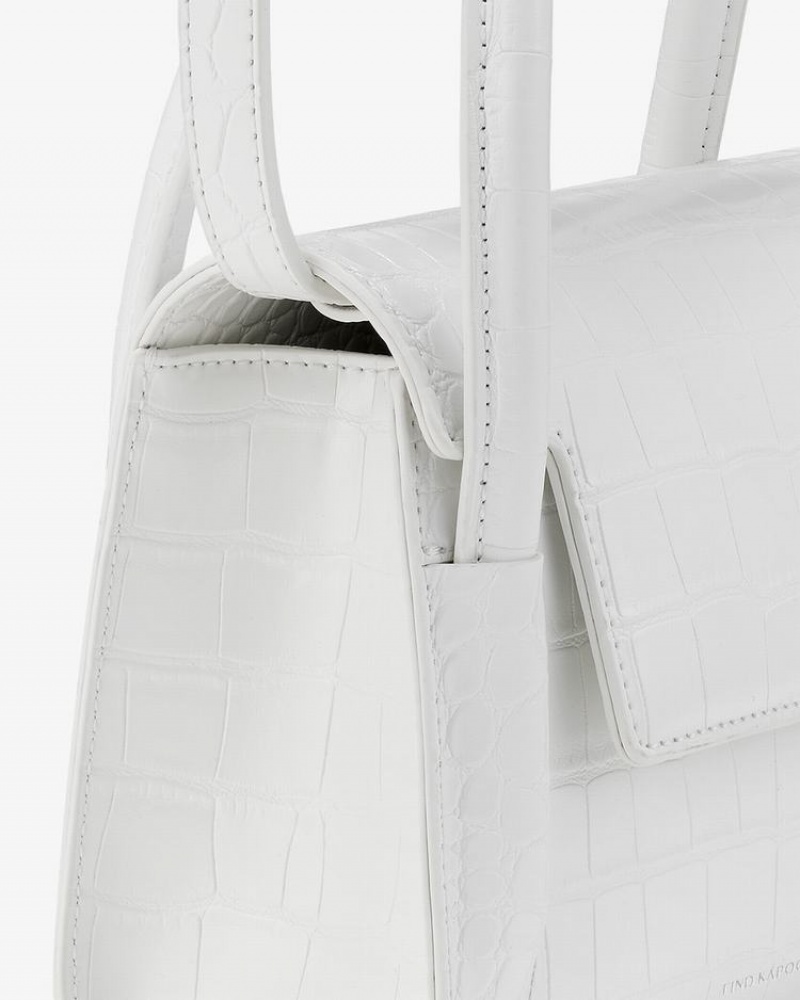 Women's Find Kapoor Marty Bag 18 Croco Tote Crossbody Bags White | VMY316NK