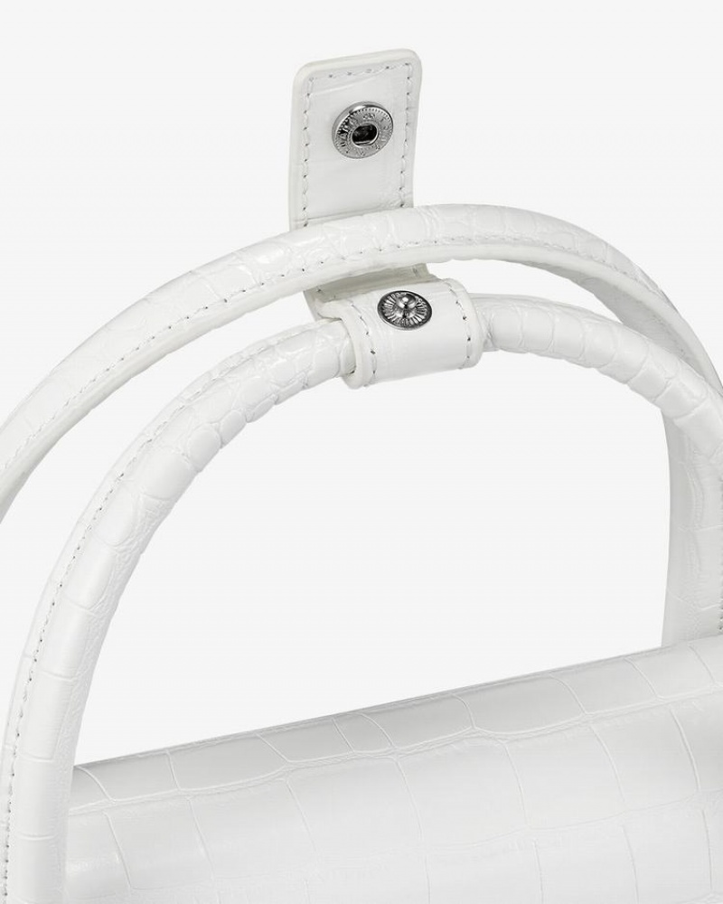 Women's Find Kapoor Marty Bag 18 Croco Tote Crossbody Bags White | VMY316NK