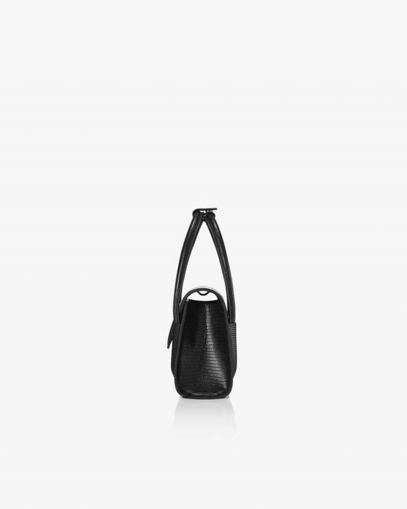 Women's Find Kapoor Marty Bag 18 Lizard Tote Crossbody Bags Black | HEL4277RC