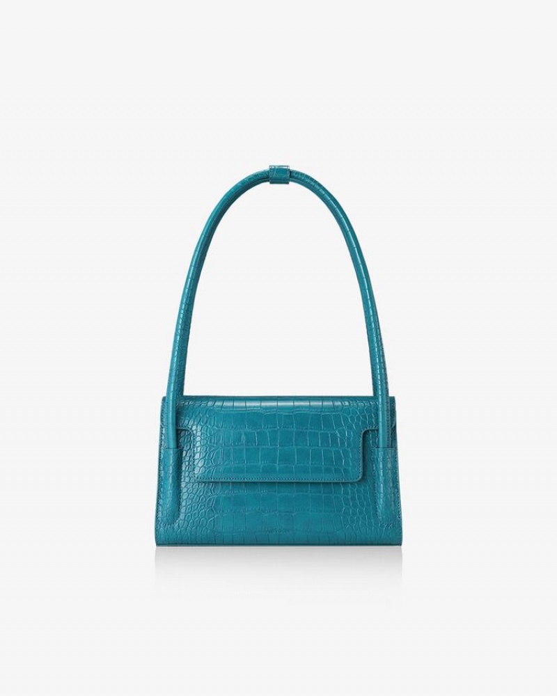 Women's Find Kapoor Marty Bag 26 Croco Tote Shoulder Bags Blue Green | ZSR8640XY