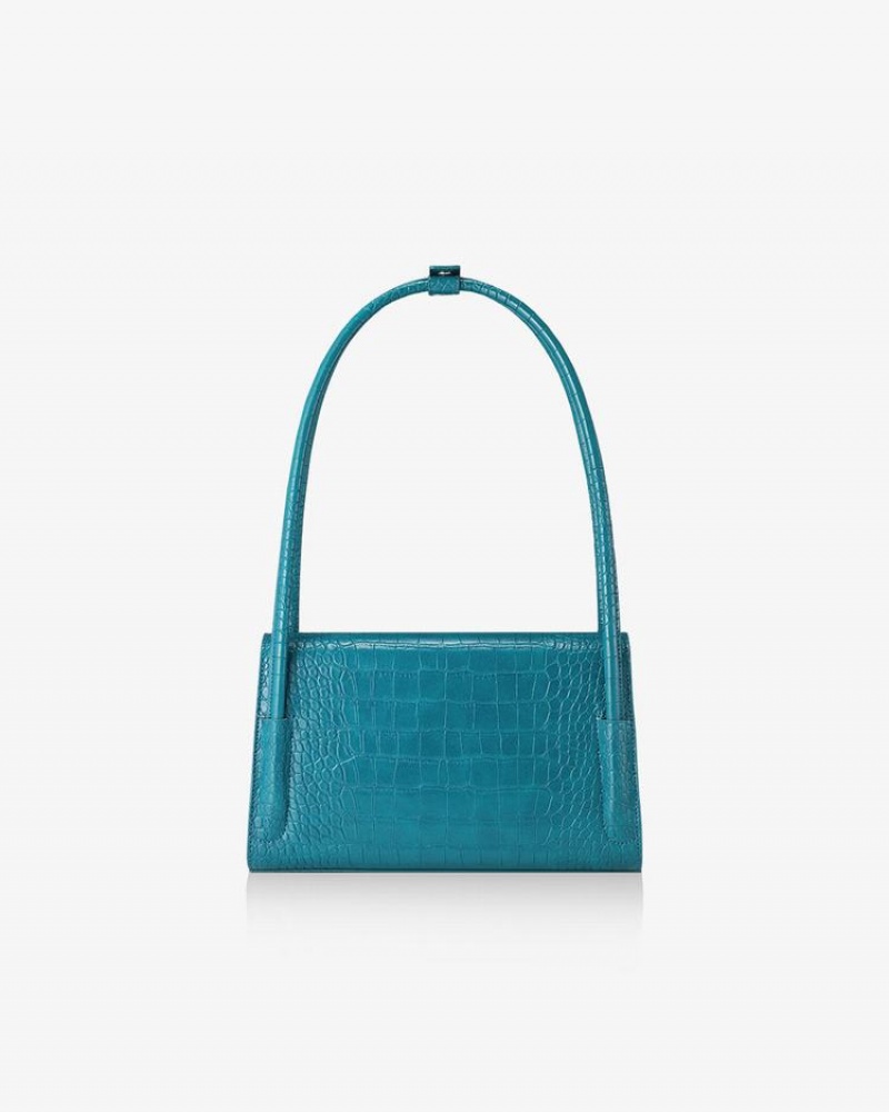 Women's Find Kapoor Marty Bag 26 Croco Tote Shoulder Bags Blue Green | ZSR8640XY