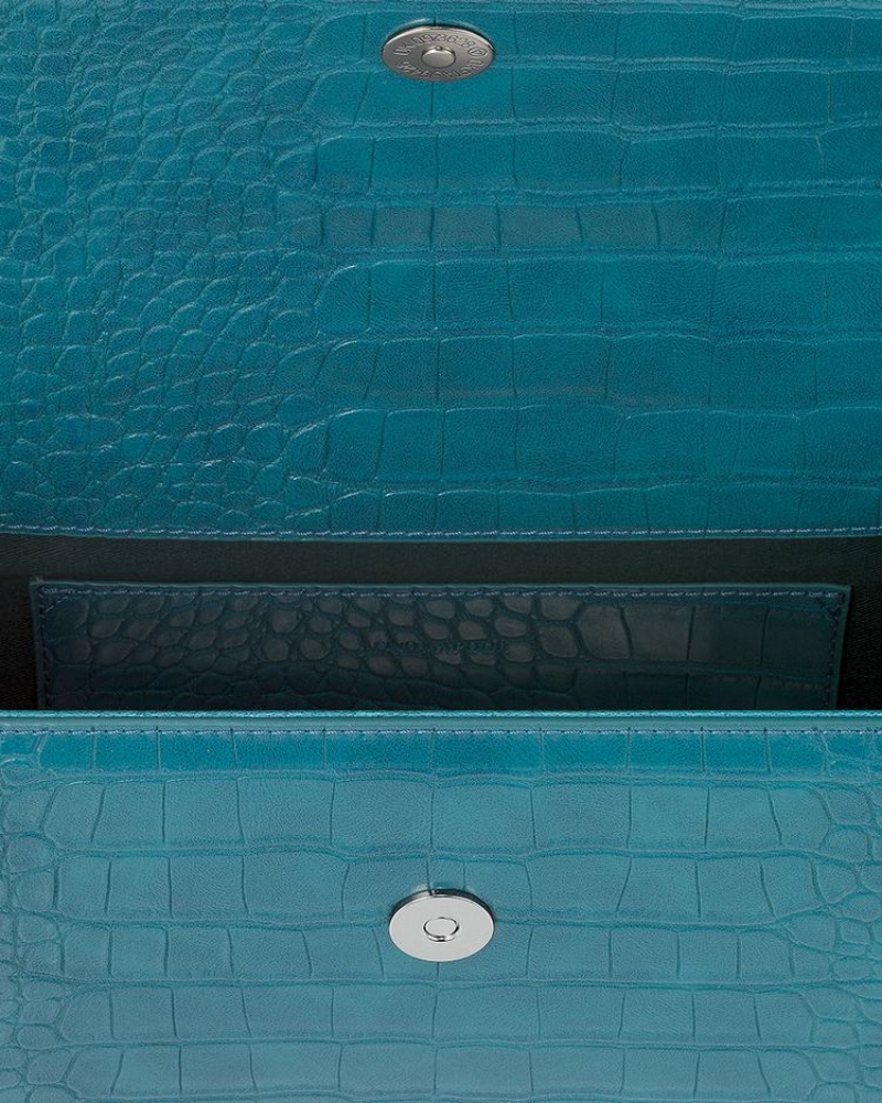 Women's Find Kapoor Marty Bag 26 Croco Tote Shoulder Bags Blue Green | ZSR8640XY