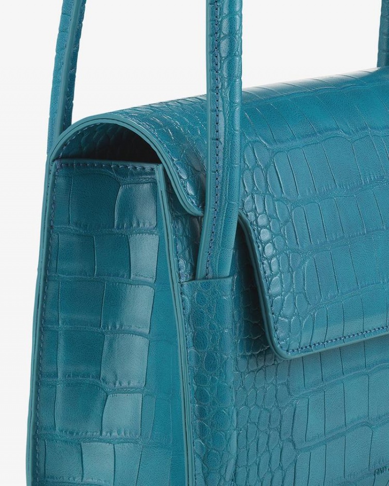 Women's Find Kapoor Marty Bag 26 Croco Tote Shoulder Bags Blue Green | ZSR8640XY