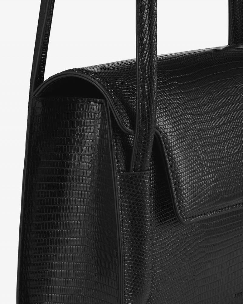 Women's Find Kapoor Marty Bag 26 Lizard Tote Shoulder Bags Black | PMU4032EA