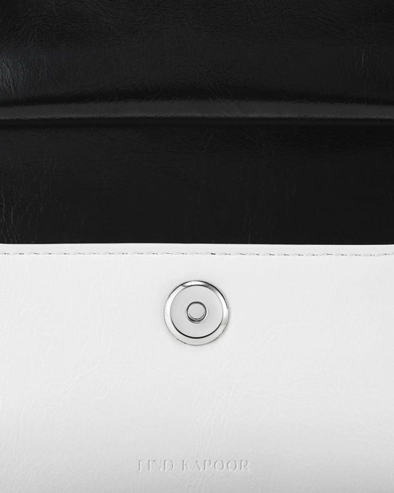 Women's Find Kapoor Marty Bag B 18 Crinkled Tote Crossbody Bags White Black | TIA6022XZ