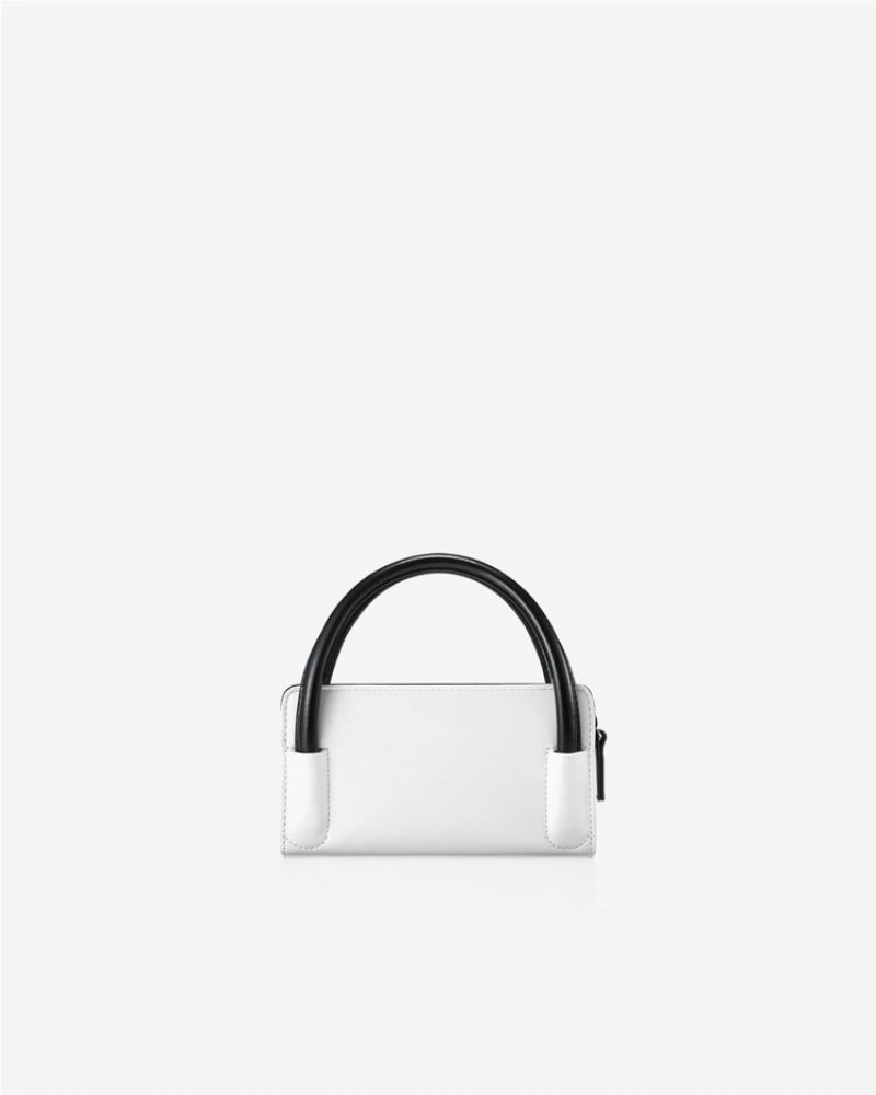 Women's Find Kapoor Marty Bag B 18 Crinkled Tote Crossbody Bags White Black | TIA6022XZ