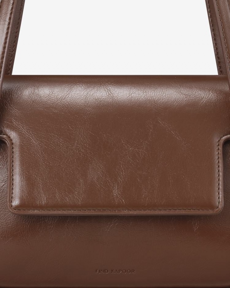 Women's Find Kapoor Marty Bag S 23 Crinkled Tote Shoulder Bags Dark Brown | PDG444RF