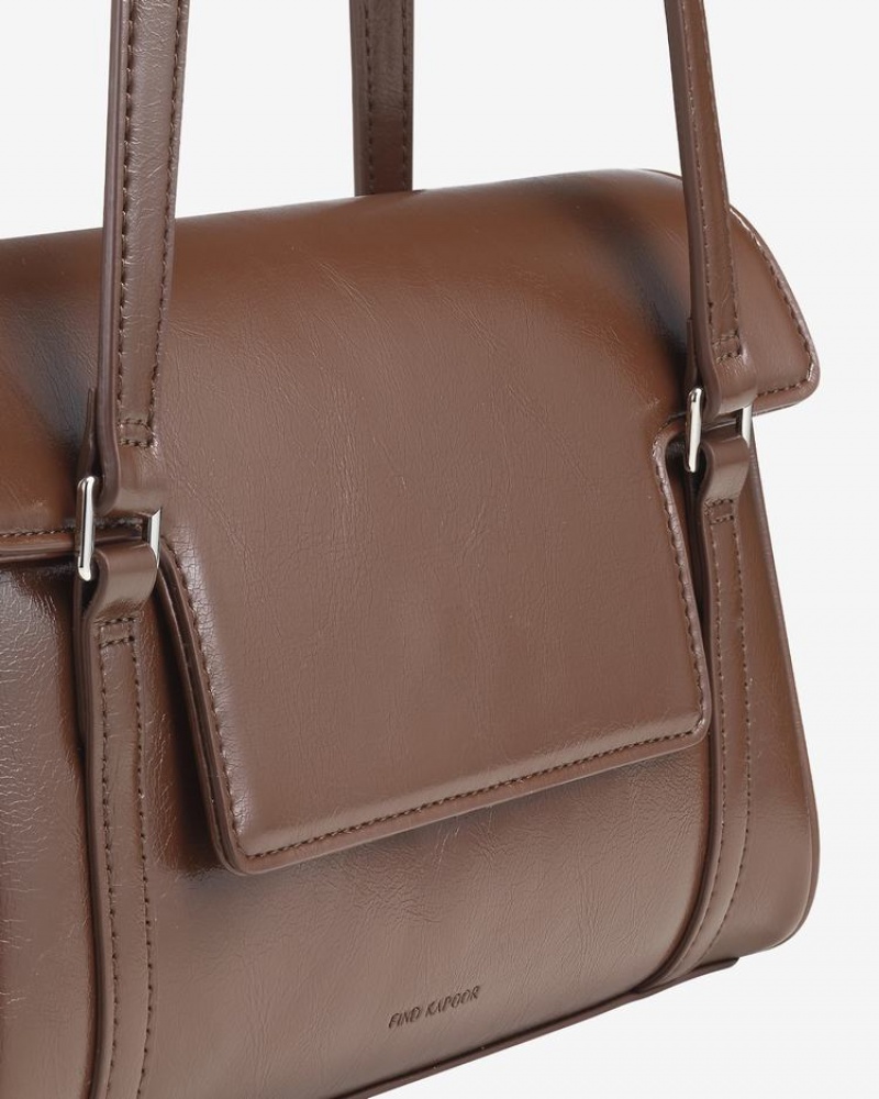 Women's Find Kapoor Marty Bag S 23 Crinkled Tote Shoulder Bags Dark Brown | PDG444RF