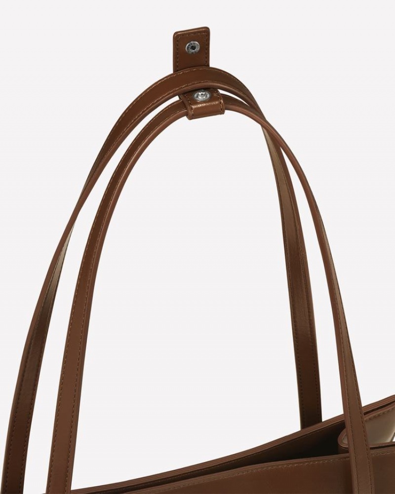 Women's Find Kapoor Marty Bag S 33 Crinkled Tote Shoulder Bags Dark Brown | FLP9157KQ