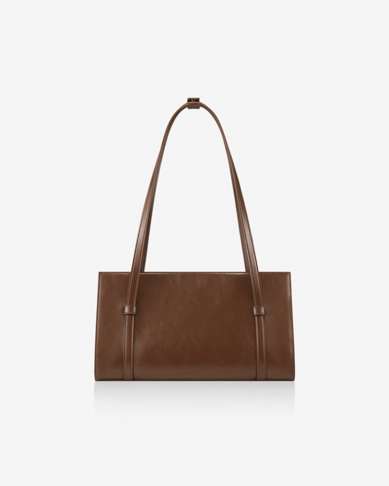 Women's Find Kapoor Marty Bag S 33 Crinkled Tote Shoulder Bags Dark Brown | FLP9157KQ