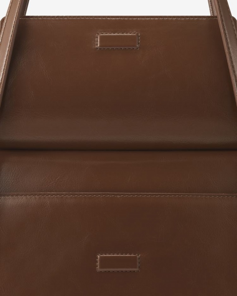 Women's Find Kapoor Marty Bag S 33 Crinkled Tote Shoulder Bags Dark Brown | FLP9157KQ