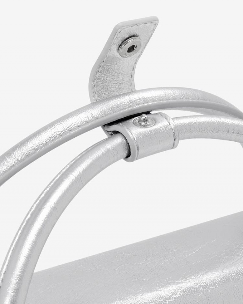 Women's Find Kapoor Marty Wedge Bag 22 Crinkled Tote Crossbody Bags Silver | HRS8887VO