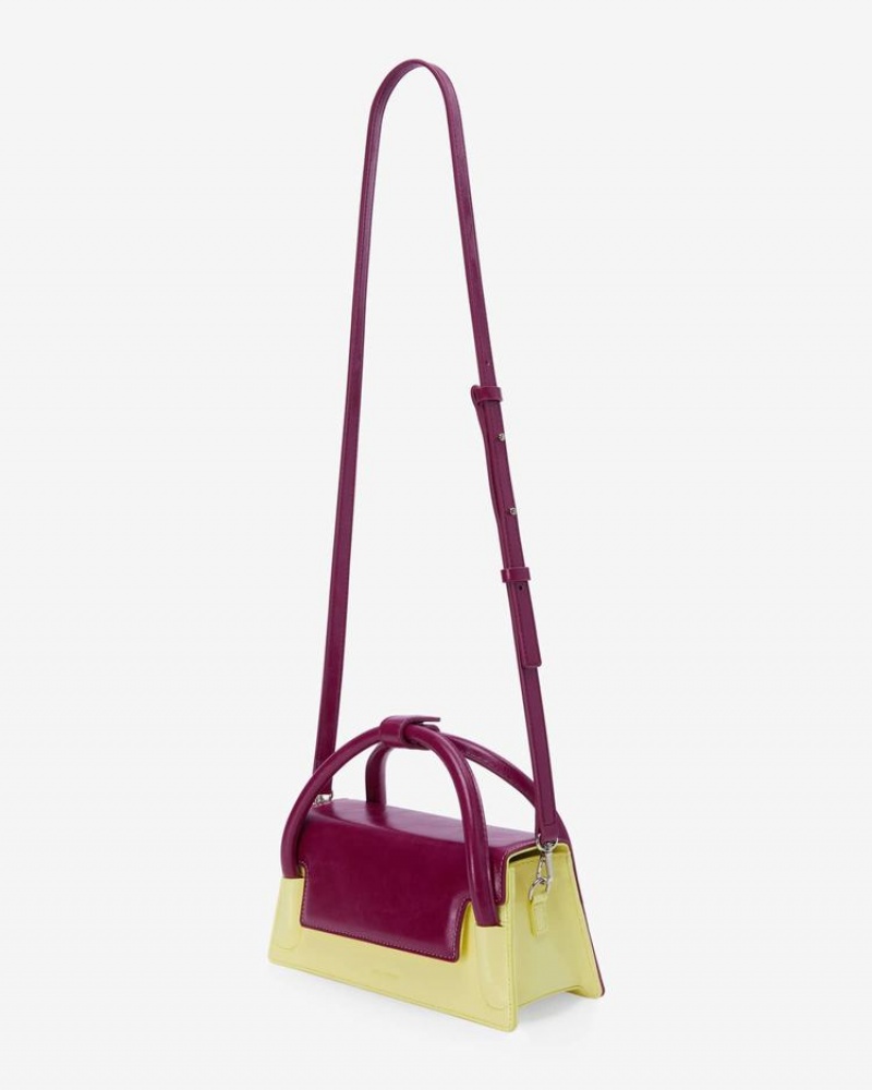 Women's Find Kapoor Marty Wedge Bag 22 Crinkled Tote Crossbody Bags Yellow Purple | HKZ3958NL