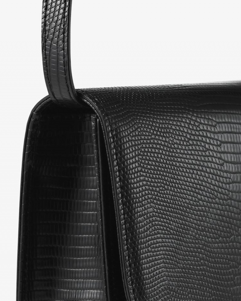 Women's Find Kapoor Patti Bag 26 Lizard Tote Shoulder Bags Black | XNJ4523CR