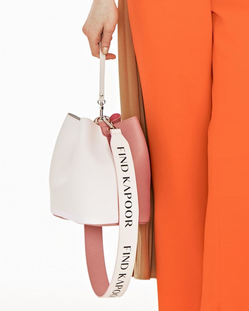 Women's Find Kapoor Pingo Bag 20 Basic Lettering Line Set Tote Bucket Bags Pink White | TCY7278SF